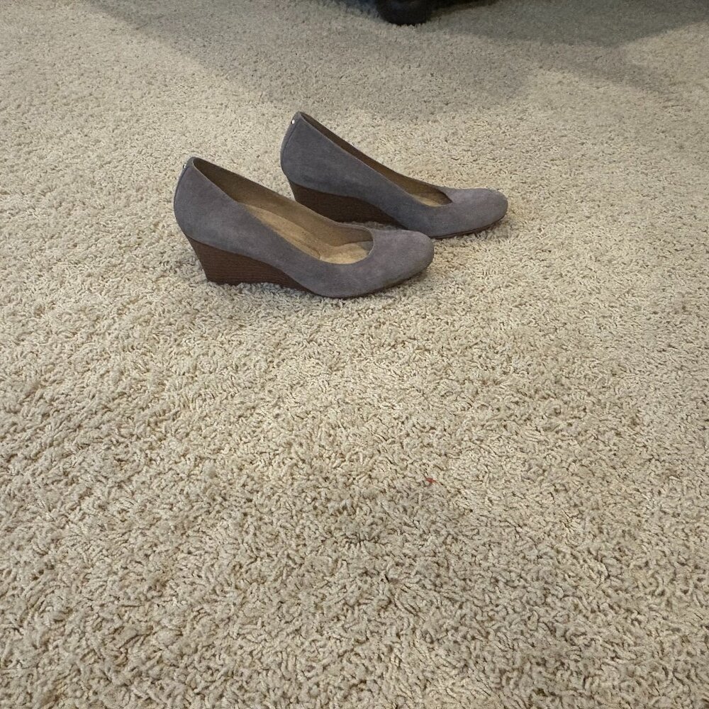 Gray Suede Wedge Heels